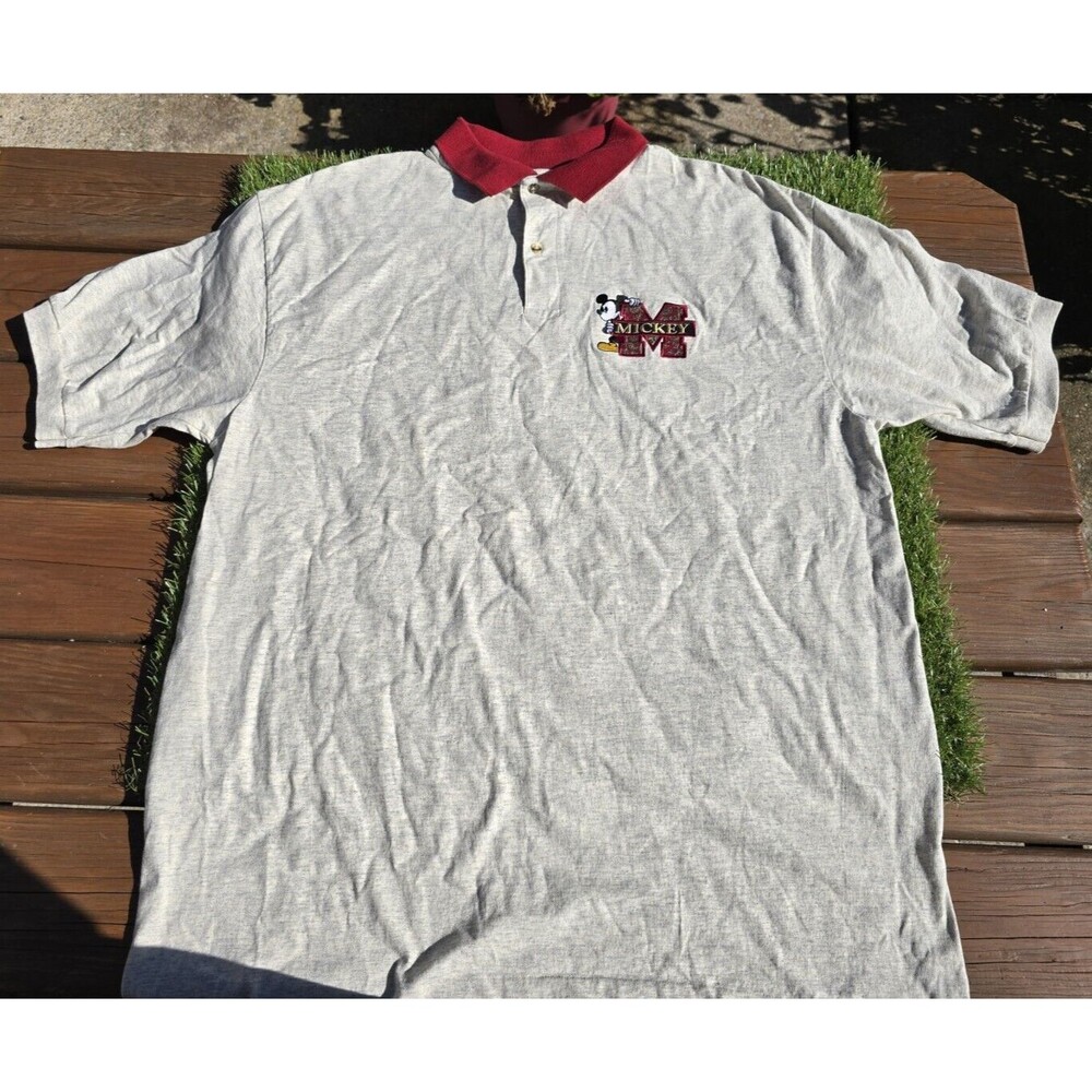 Vintage Disney Originals Tag Gray Polo Shirt Embroidered Mickey Size Large/XL